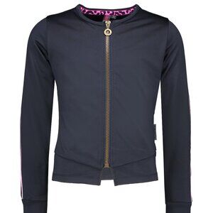 Navy Zip-Up Jacket with Pink Accents